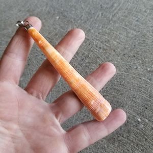 Vintage huge scallop shell pendant necklace boho